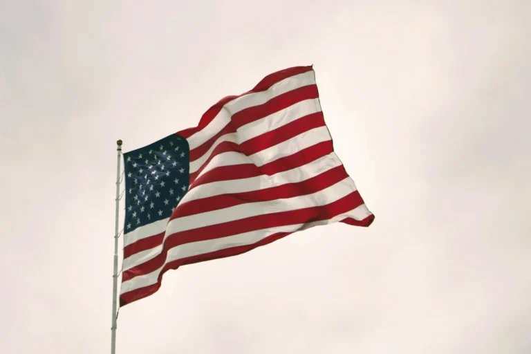 American flag waving in the wind representing the US economy