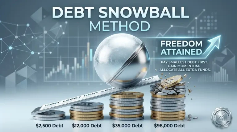 Illustration of a rolling snowball representing the Debt Snowball Method strategy for debt repayment.
