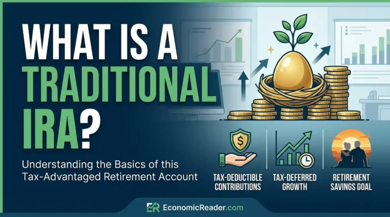 What Is a Traditional IRA title banner with financial growth icons