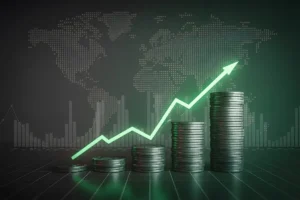What Is Economic Growth concept illustration with rising green arrow