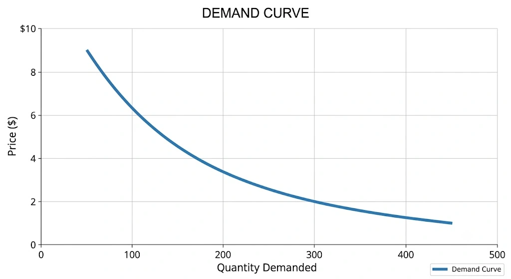 Demand Curve Chart Showing Price and Quantity Relationship