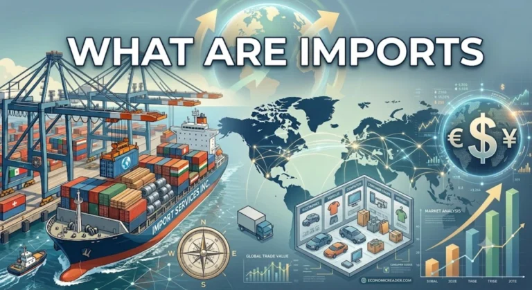 A cargo ship loaded with shipping containers at a port, illustrating What Are Imports?