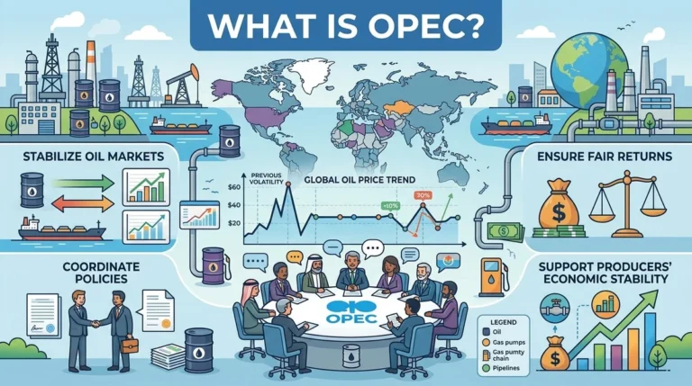 Illustration of global oil production and trade networks for the article What Is OPEC?