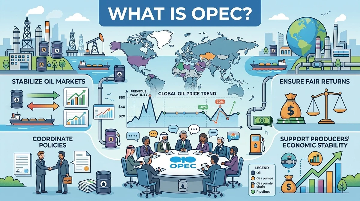 Illustration of global oil production and trade networks for the article What Is OPEC?