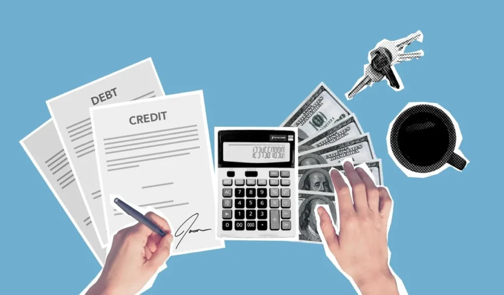 How Do Loans Work? Illustrated concept of loan calculations, interest rates, and monthly debt payments.