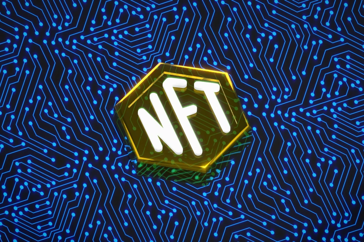 Future of NFTs – A digital graphic illustrating blockchain technology, web3 concepts, and digital ownership.